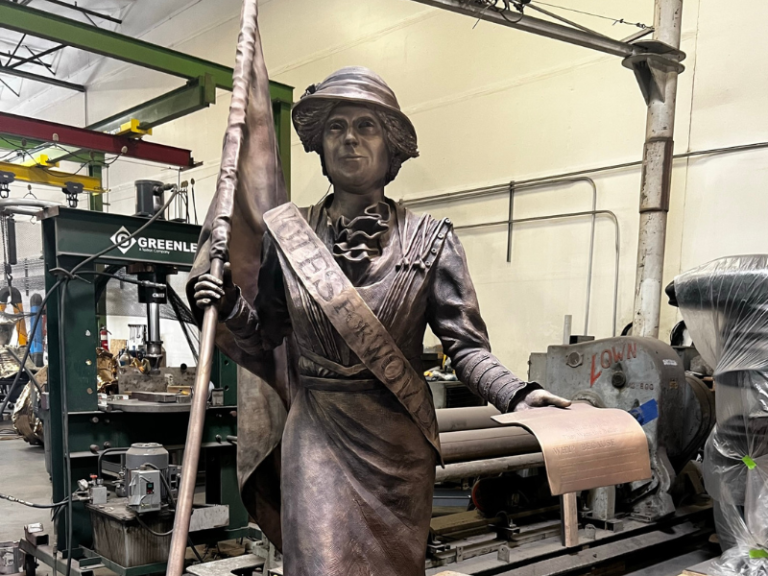 Bronze statue of Frances Willard Munds in the Bollinger Atelier studio