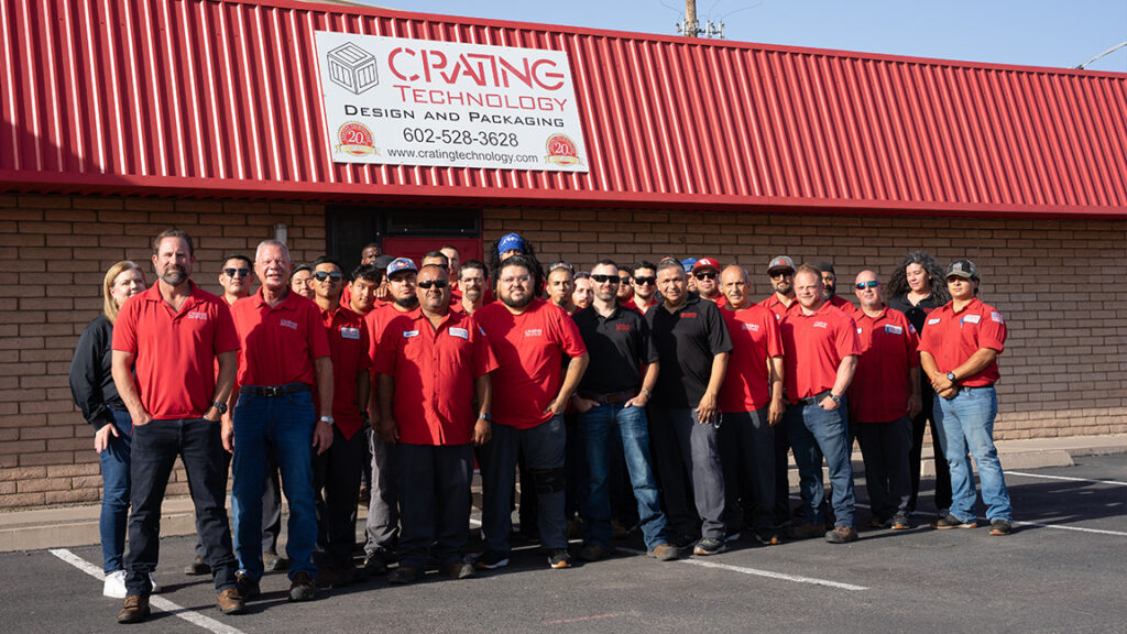 Crating Technology team outside Phoenix headquarters, delivering expert crating services across the Valley cities